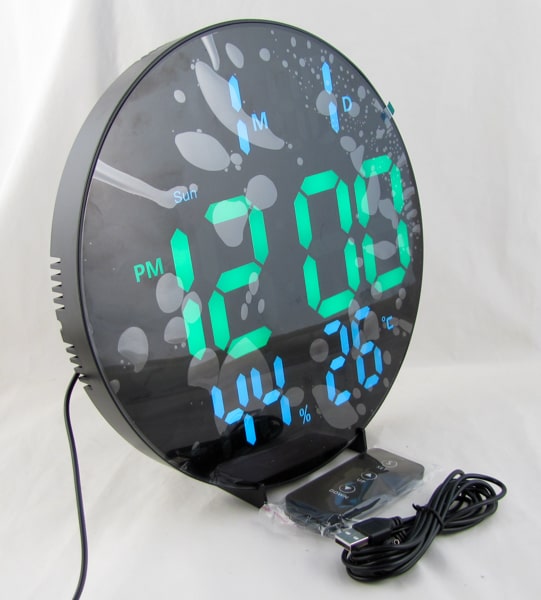 Часы-будильник электронные DS-3813L (зеленые-внутри+белые цифры) с пультом, влажность, температура