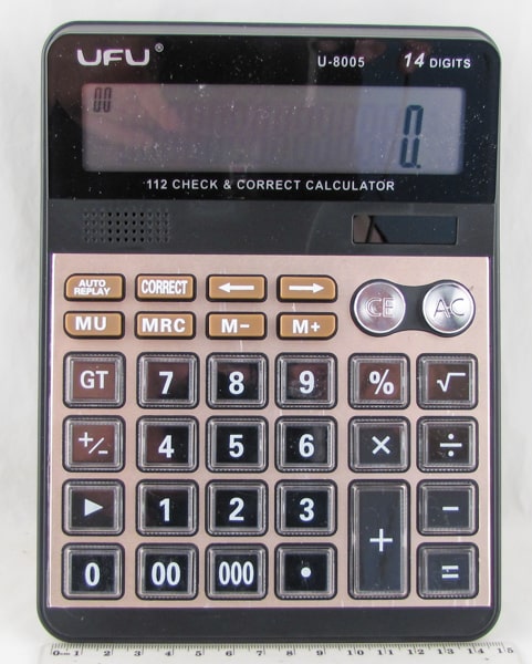 Калькулятор 8005 (U-8005) 14 разр. большой экран, CHECK UFU