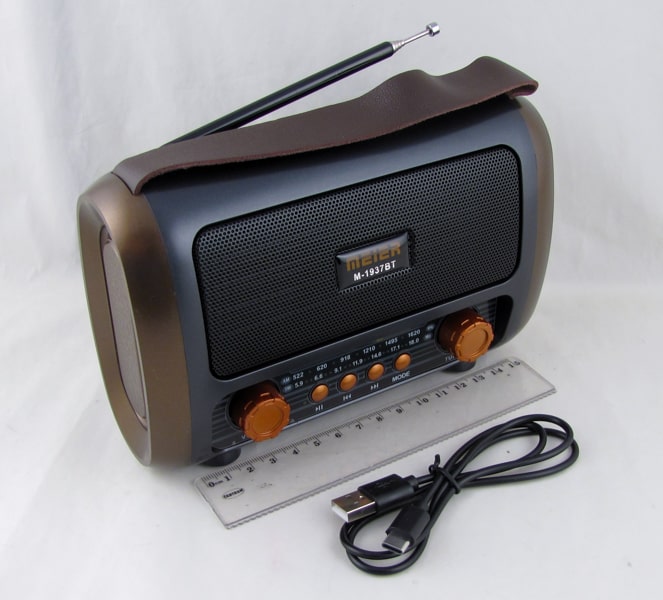 Радиоприёмник M-1937BT (FM/AM/SW) USB, TF, встр. акк., шнур TYPE-C, Bluetooth