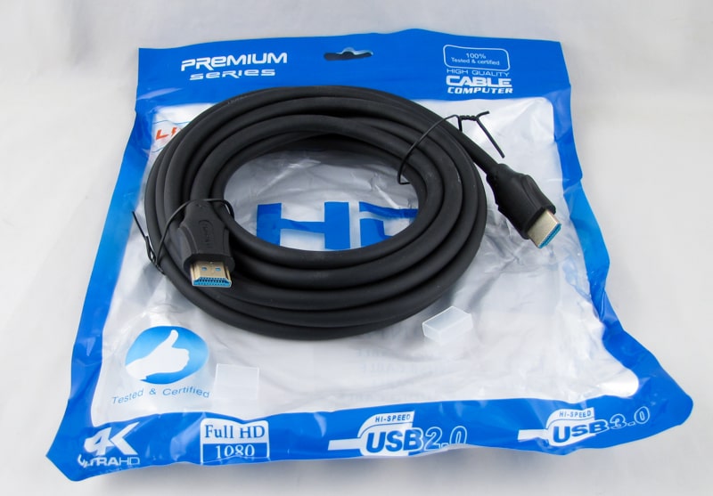 Кабель HDMI-HDMI 5м 4K 2.0V H-220 резиновый в пакете