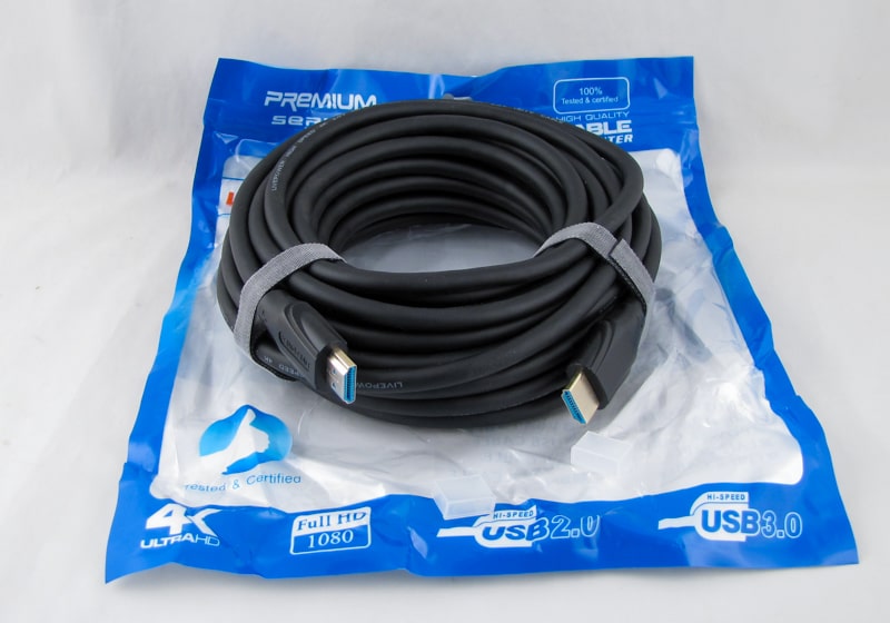 Кабель HDMI-HDMI 10м 4K 2.0V H-221 резиновый в пакете