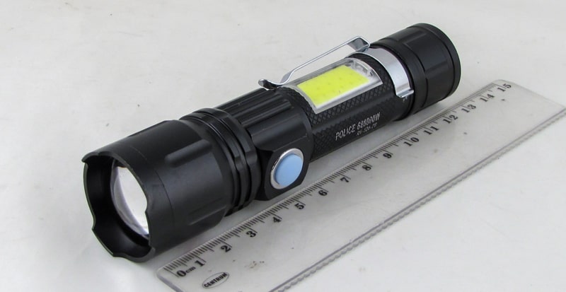 Фонарь светодиодный RE-520-TG (1 мощ.+ 1 больш., мигалка красн., акк., USB) с магнитом, zoom