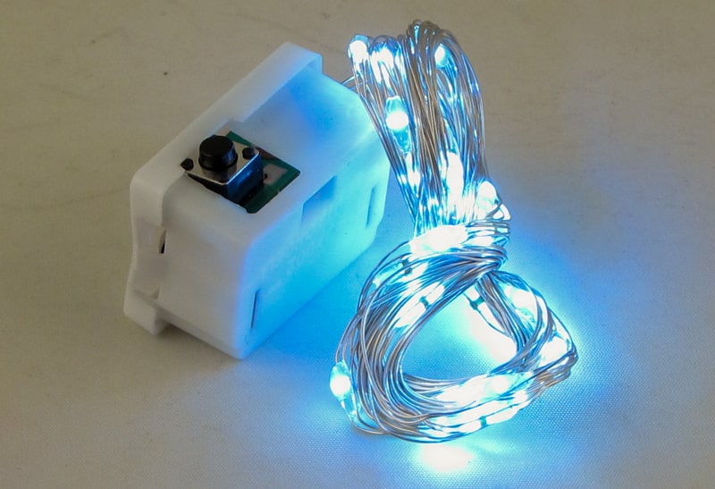 Гирлянда 3м Роса (V-5м) белые 30 светодиодов (2 мм) 3 реж., прозрачн. шнур, от батар. G13