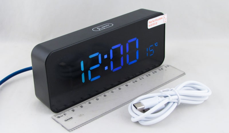 Часы-будильник электронные RE-2121 черный корпус (разноцв. цифры)