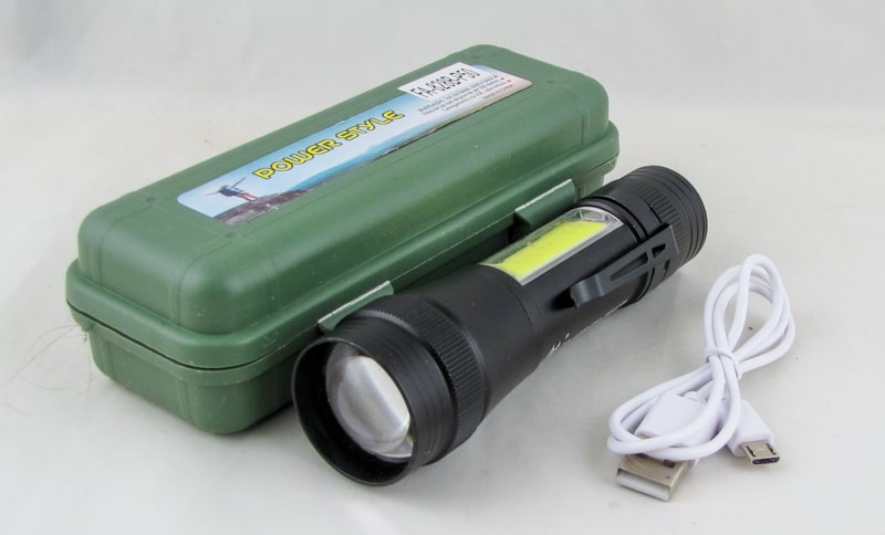 Фонарь светодиодный GL-828B-P50 (1 мощ.+1 больш., мигалка красн., акк.,  шнур microUSB) zoom