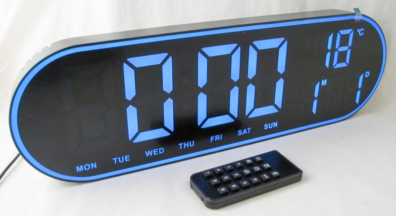 Часы-будильник электронные GH-8021 (белые+синие цифры) с температурой, с датой, с пультом