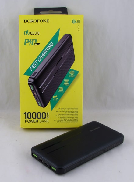 PowerBank 2USB BJ-9 черный 10000mAh BOROFONE PD 20W / Micro 3.0 быстрая зарядка