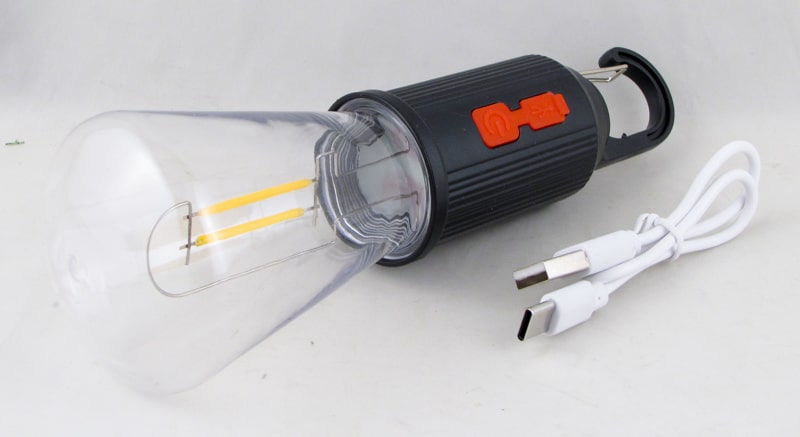 Фонарь для кемпинга YD-2041 (1 желтая, аккум., шнур TYPE-C) карабин, подвесной