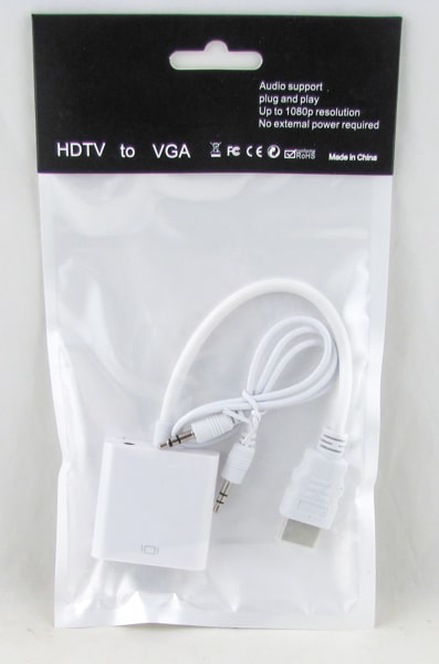 Переходник HDMI-VGA + AUX белый H-178