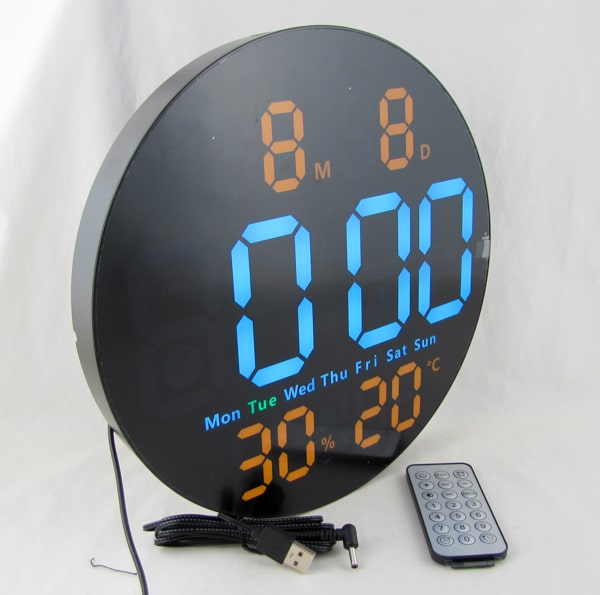Часы-будильник электронные DS-5501 (белые+оранжевые цифры) с пультом, влажность, температура