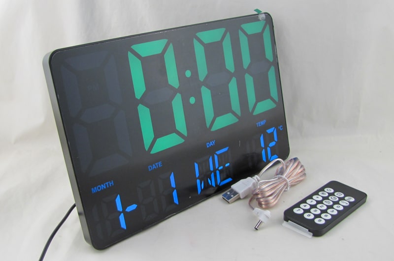 Часы-будильник электронные GH-0717L (зеленые цифры) с датой, температурой, с пультом