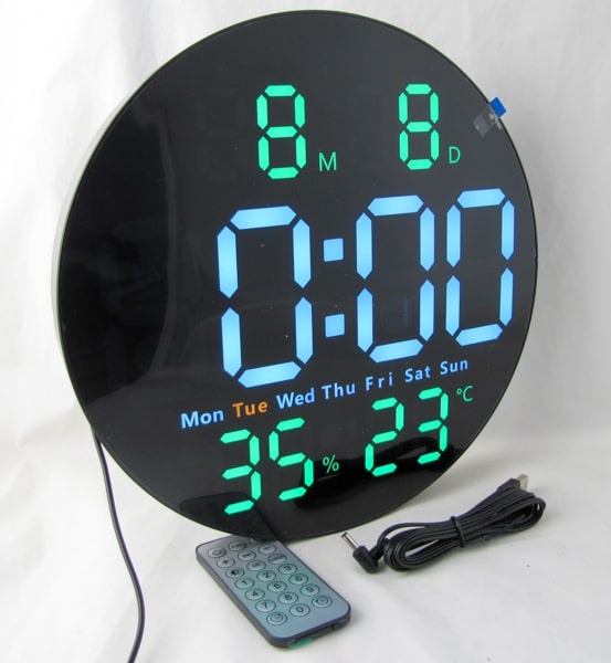 Часы-будильник электронные DS-5501 (белые+зеленые цифры) с пультом, влажность, температура