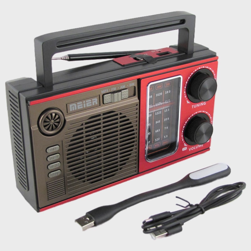 Радиоприёмник M-538BT-S 3 band (FM/AM/SW) USB, TF, аккум.18650, шнур TYPE-C, фонарь, солнечная батарея