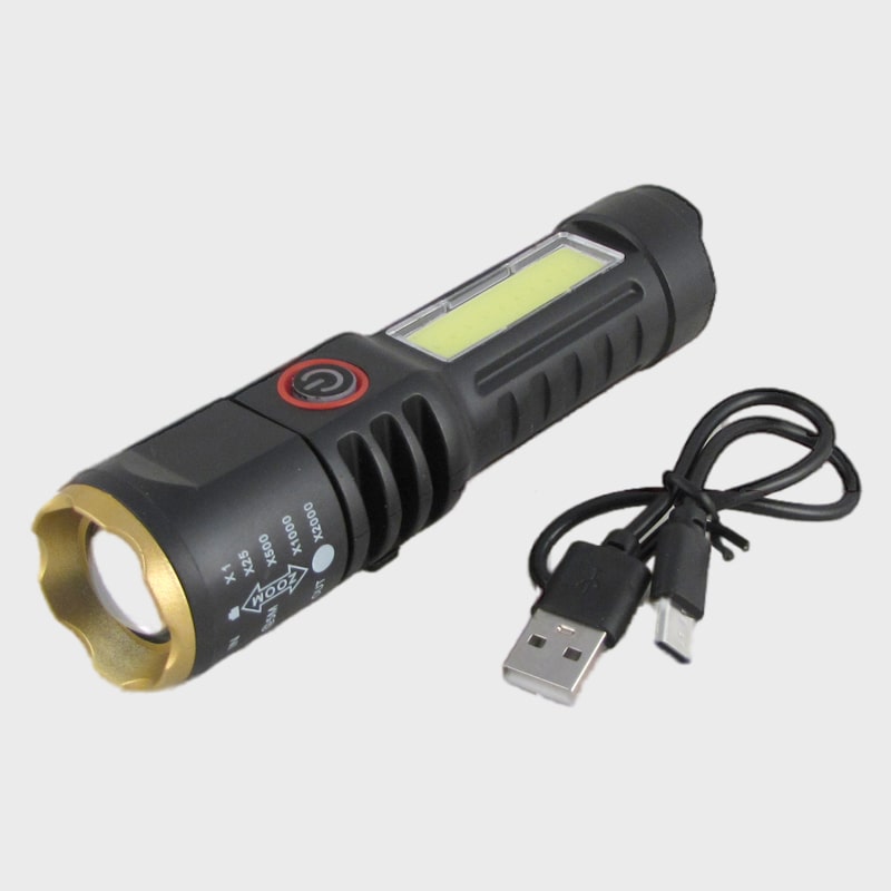 Фонарь светодиодный MS-82202 (1 мощ.+ 1 больш., акк., шнур TYPE-C) пластик., zoom