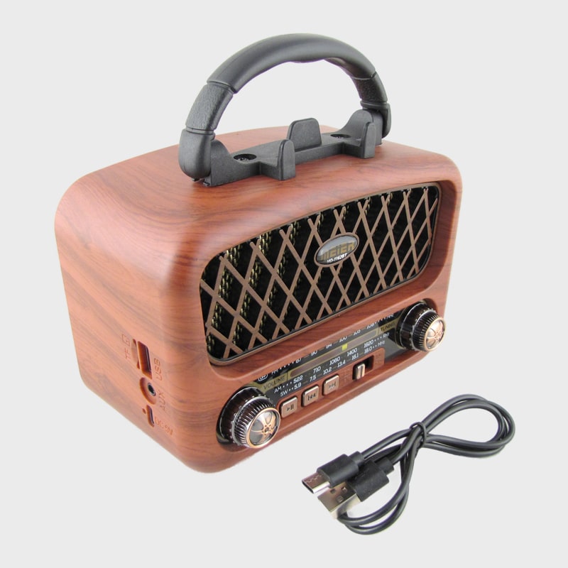 Радиоприёмник M-1162BT (FM,AM,SW) USB, TF, аккум.18650, шнур TYPE-C, Bluetooth, ретро