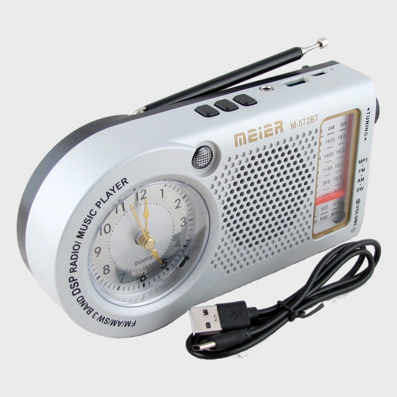 Радиоприёмник M-572BT (FM/AM/SW) USB, аккум.14500, шнур TYPE-C, с часами