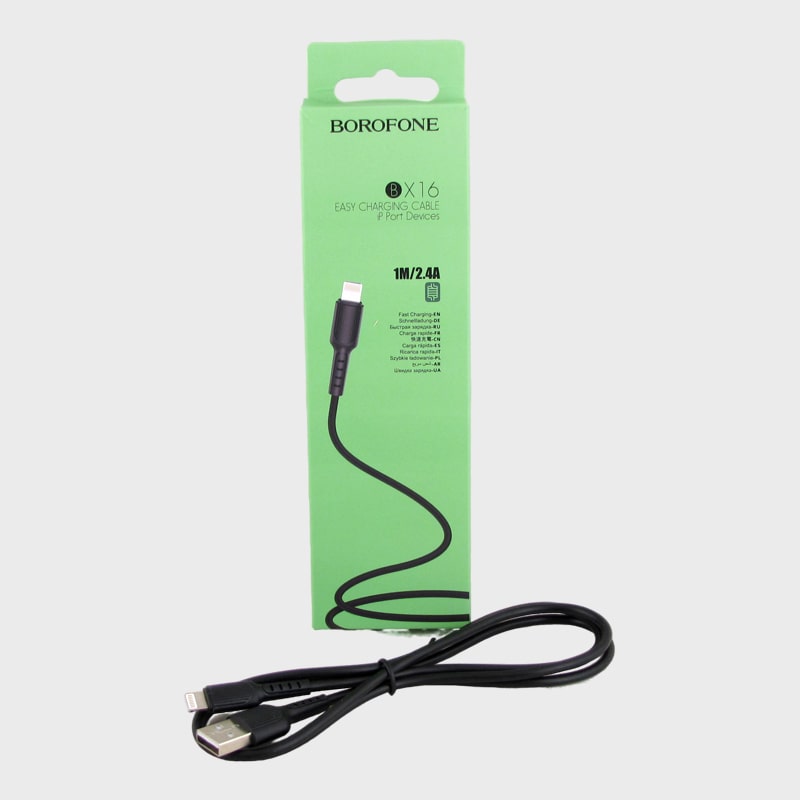 Кабель LIGHTNING 1м BX-16-IP черный в короб. BOROFONE