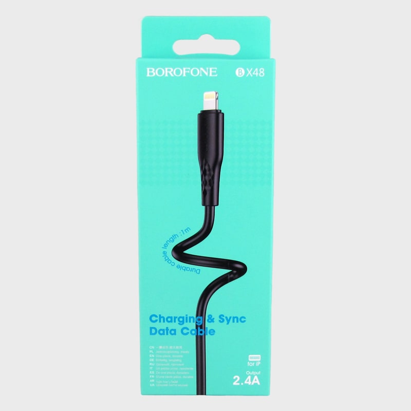 Кабель LIGHTNING 1м BX-48-IP 2,4A в короб. черный BOROFONE