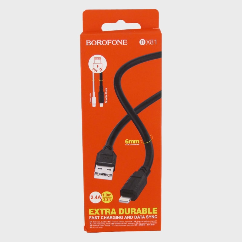 Кабель LIGHTNING 1м BX-81-IP 2,4A в короб. черный BOROFONE