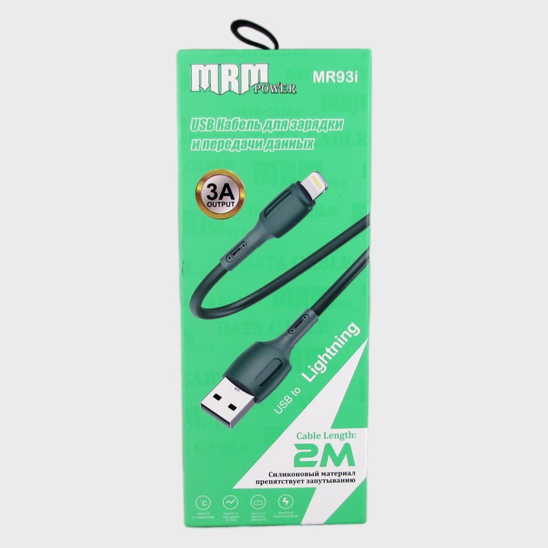 Кабель LIGHTNING 2м MR-93A-IP зеленый в коробке