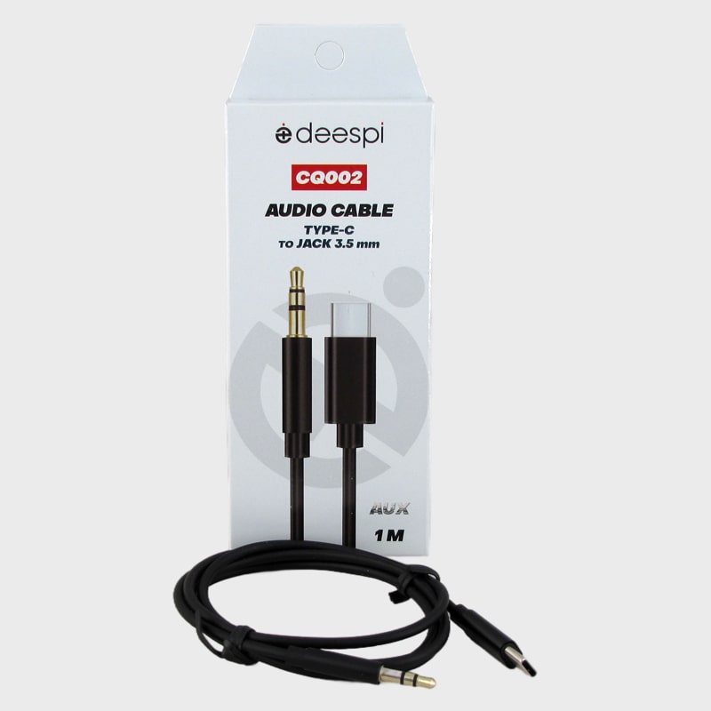Кабель TYPE-C - AUX (Джек 3,5мм) 1м CQ-002 черный Deespi