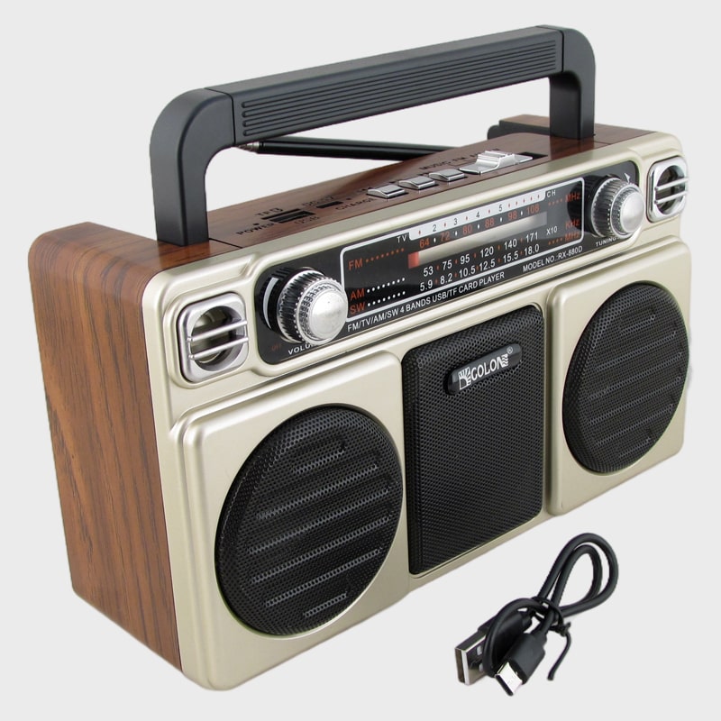 Радиоприёмник RX-880D (FM/AM/SW) USB, TF, аккум.18650, шнур TYPE-C GOLON