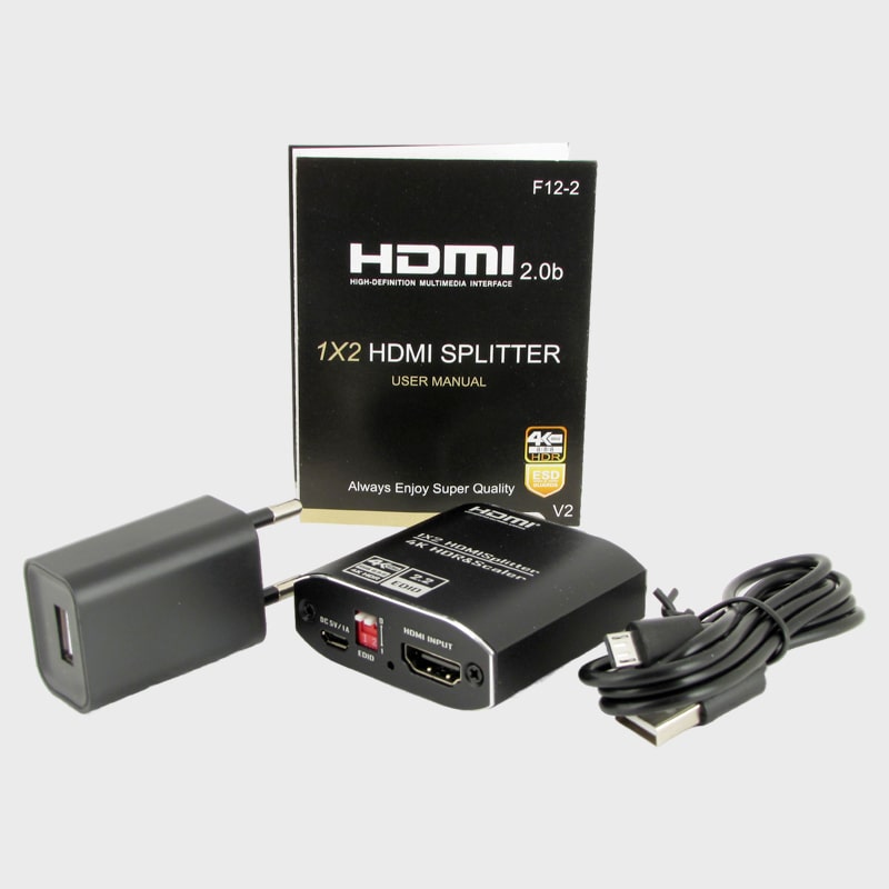 Разветвитель HDMI (сплиттер) 4K 1 вход, 2 выхода H-300 в коробке