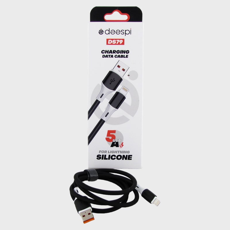 Кабель LIGHTNING 1м DS-79A-IP черный 5A силиконовый в коробке