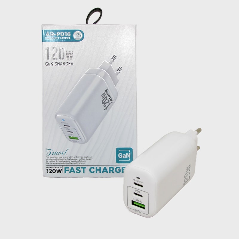 Сетевое зарядное устройство JY-2554 (AR-PD16) USB QC3.0 + 2PD 120W