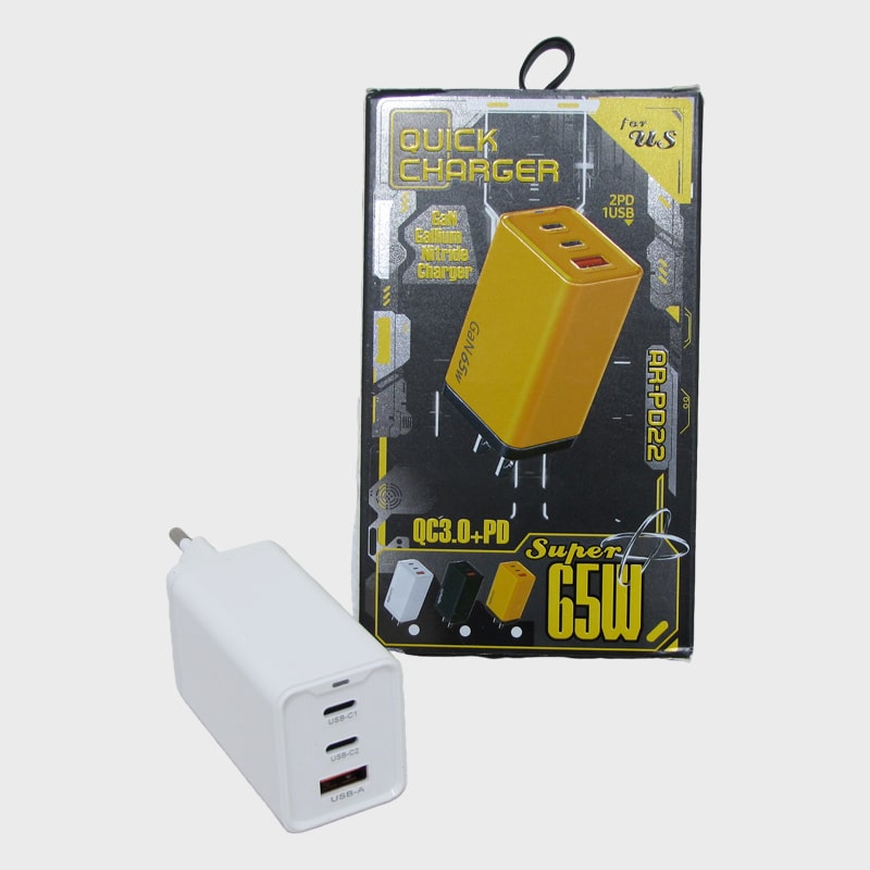 Сетевое зарядное устройство JY-2553 (AR-PD22) USB QC3.0 + 2PD 65W