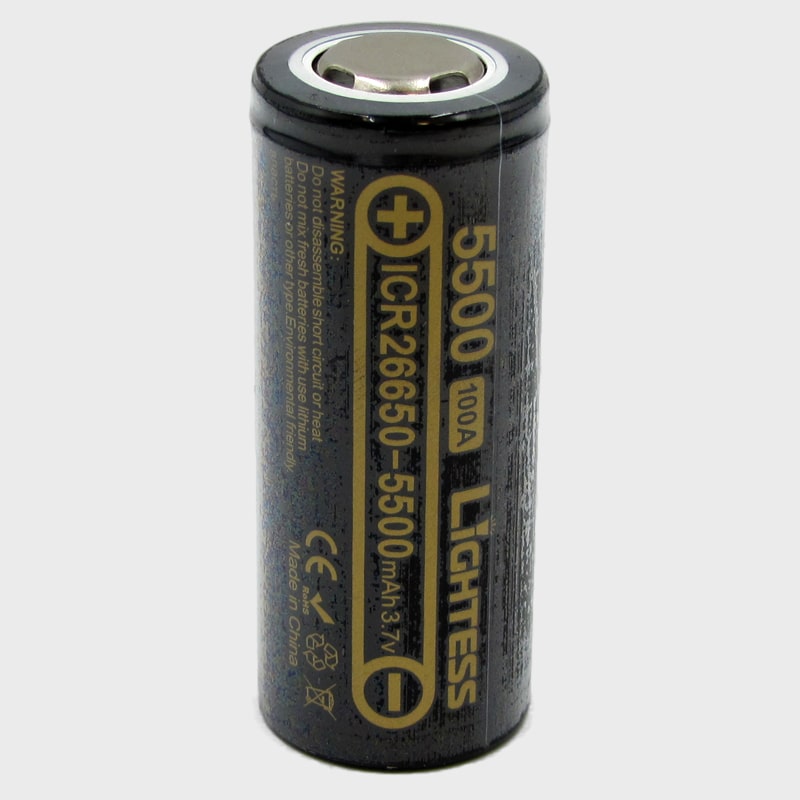 Аккумулятор 26650 5500mA (87,5gr) черные Lightess
