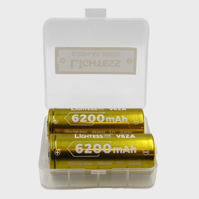 Аккумулятор 26650 6200mA (87,1gr) золот. Lightess (упак. 2шт, цена за 1шт)