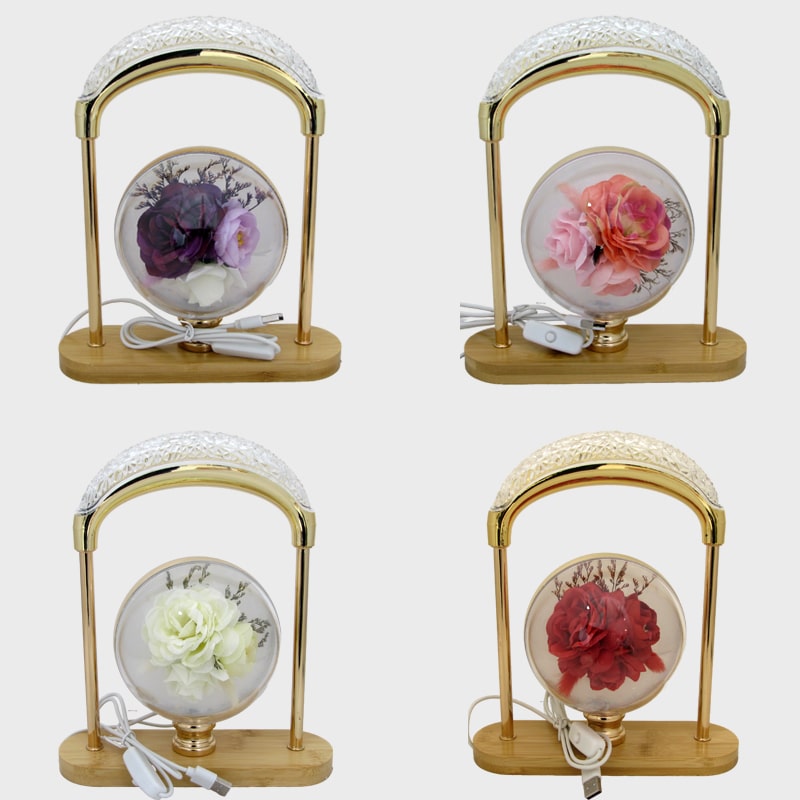 Светильник настольный светодиодный А-7 (розы) шар в рамке