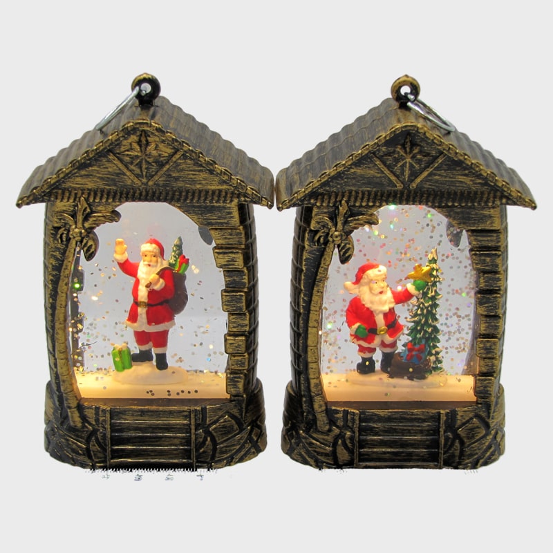 Новогодний фонарь  малый A-11 (Санта) 12см металл