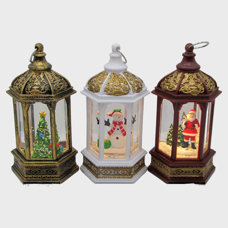 Новогодний фонарь  малый A-10 (Санта) 14см 