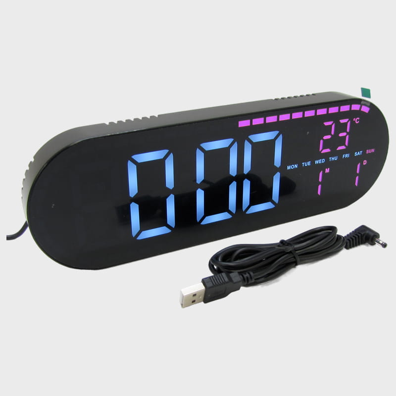 Часы-будильник электронные GH-9009 (белые+сиреневые цифры)