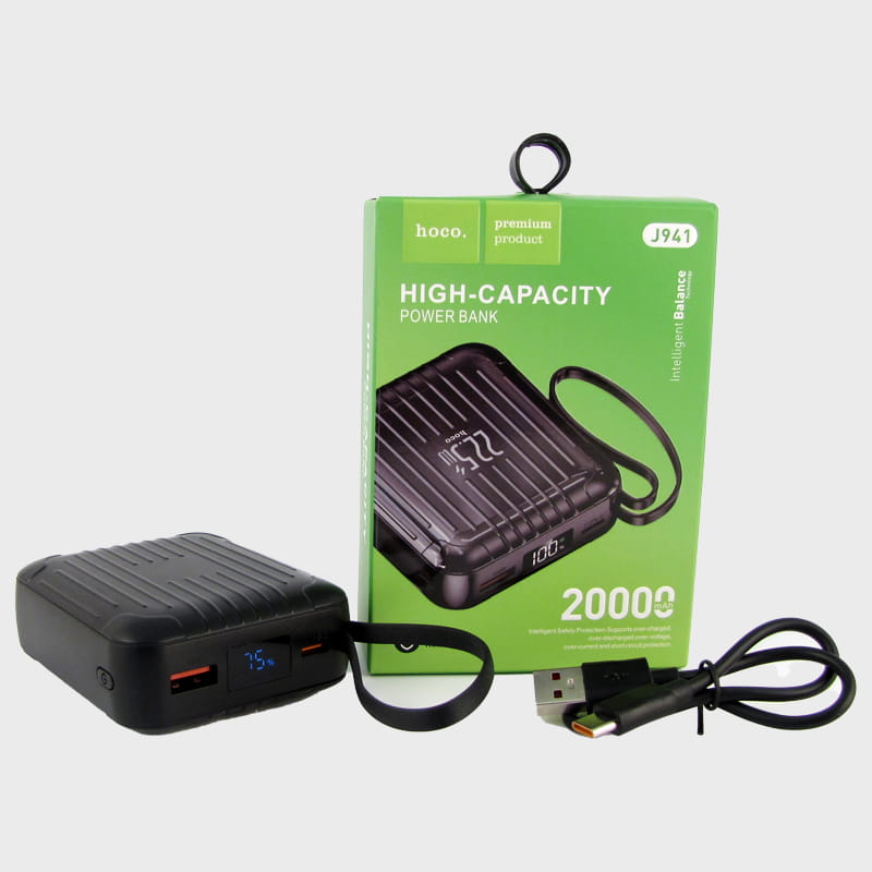PowerBank J-941 Hoco беспроводная зарядка 20000mAh 22.5W 2 USB индиканор заряда